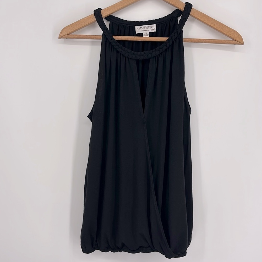 Max Studio Halter Cross Front Tank Top Women’s Size Small in Black